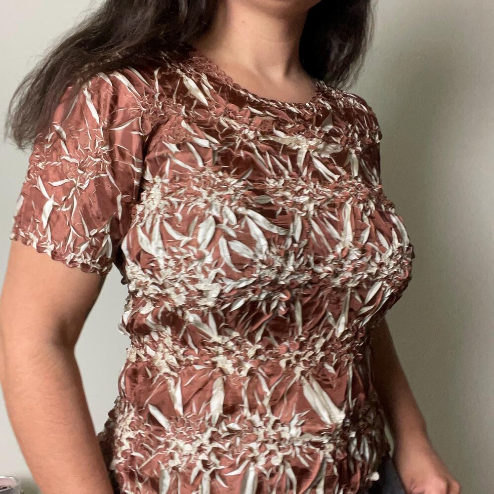 90s Y2K vintage bronze copper stretchy shirt fairy whimsy